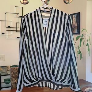 Black and white stripped crossover top